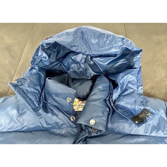 Vtg Ski Daddle Pack-In Products Duck Down Puffer Blue Jacket W/ Hood Size XL - Picture 7 of 16